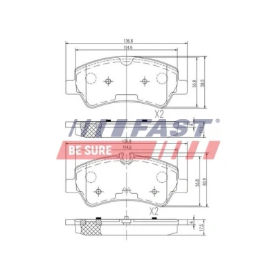 Kuva FAST FT29545 Jarrupalat Taka akseli Kulumisenilmaisemelle FORD: Transit V363 Van, Custom V362 Bussi