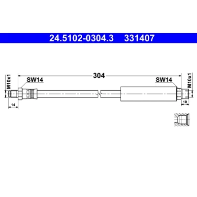 Kuva ATE 24.5102 0304.3 Jarruletku 304 M10x1 BMW: 5 Sedan, Touring, 3 Sedan