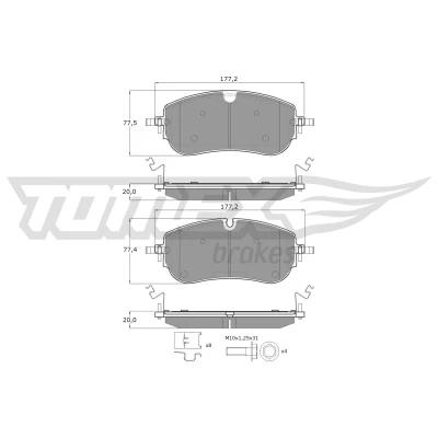 Kuva TOMEX brakes TX 60 29 Jarrupalat Etuakseli Kulumisenilmaisemelle Jarrusatulan ruuveilla Tarvikkeilla LAND ROVER: Discovery Sport