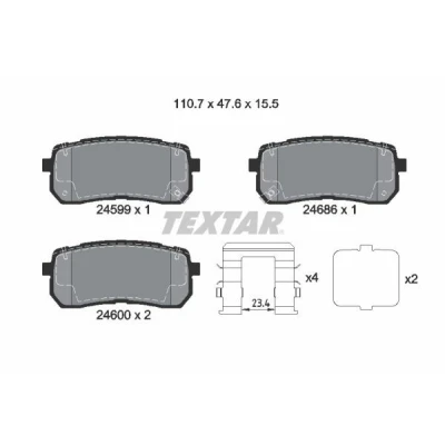 Kuva TEXTAR 2459904 Jarrupalat akustisella kulumavaroittimella KIA: SORENTO 3, HYUNDAI: ix55