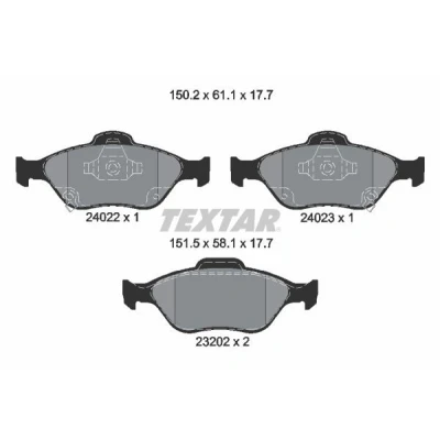 Kuva TEXTAR 2402201 Jarrupalat akustisella kulumavaroittimella TOYOTA: Yaris II Hatchback, III Hatchback