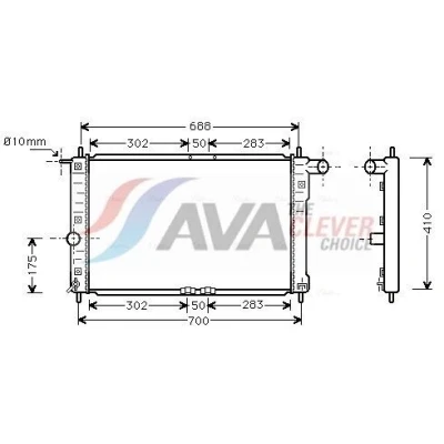 Kuva AVA COOLING SYSTEMS DWA2014 Jäähdytin Alumiini 635mm 378mm 23mm Jäähdytysrivat mekaan. kiinnitetyt