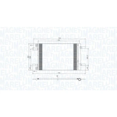 Kuva MAGNETI MARELLI 350203766000 Ilmastoinnin Lauhdutin Vedenerottimella 574x369x12 369 574 12 PEUGEOT: 308 I Hatchback, II SW