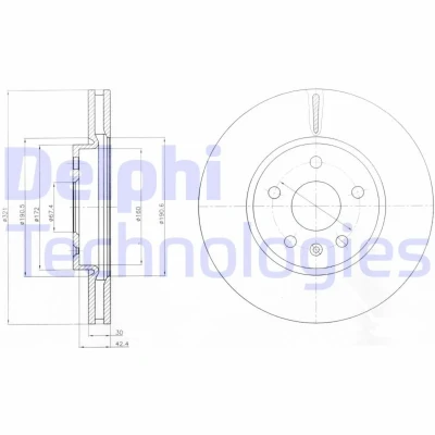 Kuva DELPHI BG4189C Jarrulevyt 321 30 5 Tuuletettu pinnoitettu käsittelemätön ilman pyöränlaakeria, ABS sensorirengasta