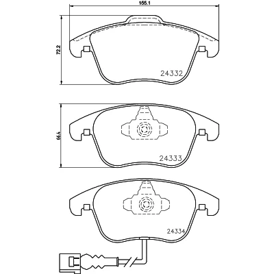 Kuva HELLA 8DB 355 014 031 Jarrupalat kulumisvaroitinkoskettimella VOLKSWAGEN: Tiguan I, Sharan II, AUDI: Q3, SEAT: Alhambra II