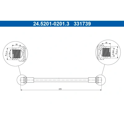 Kuva ATE 24.5201 0201.3 Jarruletku 225mm AUDI: 80 B4 Sedan