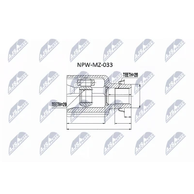 Kuva NTY NPW MZ 033 Vetonivel Automaattivaihteisto, Käsivaihteisto, 5 portainen Vaihteiston puoli MAZDA: 5, FAMILIA