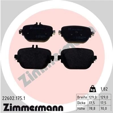 Kuva ZIMMERMANN 22602.175.1 Jarrupalat akustisella kulumavaroittimella Valokuva vastaa toimituslaajuutta MERCEDES BENZ: E sarja Sedan, T modell