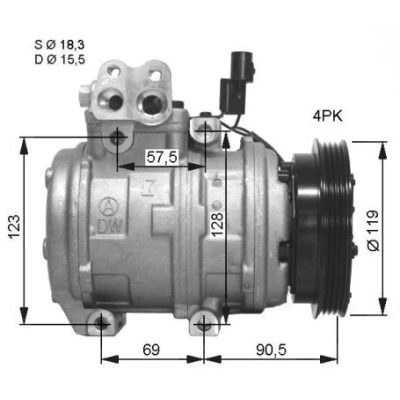 Kuva NRF 32679G Ilmastoinnin Kompressori 10PA17C 12 PAG 46 kompressoriöljyllä