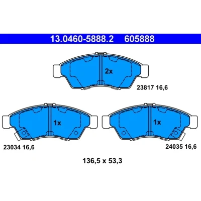 Kuva ATE 13.0460 5888.2 Jarrupalat akustisella kulumavaroittimella SUZUKI: Liana Hatchback