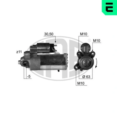 Kuva ERA 220375A Starttimoottori 12 2,2 11 VOLVO: V50, V70 3, S80 II, FORD: MONDEO 4 Turnier, Focus 2 Kombi, S Max Mk1