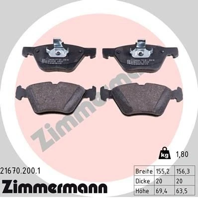 Kuva ZIMMERMANN 21670.200.1 Jarrupalat Kulumisenilmaisemelle Valokuva vastaa toimituslaajuutta MERCEDES BENZ: E sarja Sedan, T modell, CLK Coupe