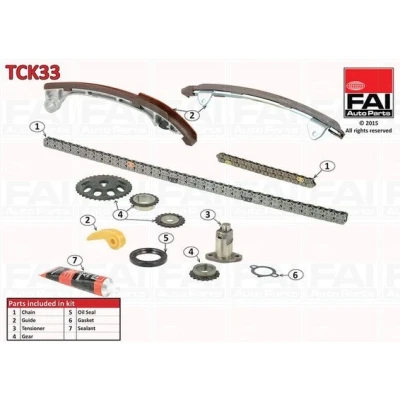 Kuva FAI AutoParts TCK33 Jakoketjusarja Tiivisteillä, Hammaspyörillä Yksinkertainen, Niittiketju TOYOTA: Avensis II Station Wagon, RAV4 SUV