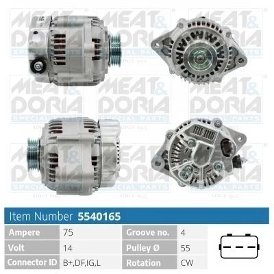 Kuva MEAT &amp; DORIA 5540165 Laturi 14V 75A SUZUKI: Jimny SUV, SWIFT 3, IGNIS 2