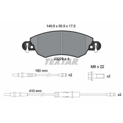 Kuva TEXTAR 2327601 Jarrupalat Sis. kulumisenilmaisimen Jarrusatulan ruuveilla Tarvikkeilla CITROËN: C5 I Hatchback