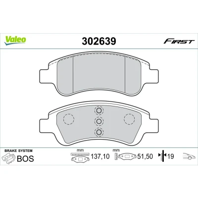 Kuva VALEO 302639 Jarrupalat Etuakseli Ilman kulumisenilmaisinta Huudonvaimennuspellillä PEUGEOT: 207 Hatchback, 307 Farmari, SW