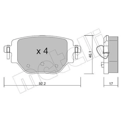 Kuva METELLI 22 1246 0 Jarrupalat Ilman kulumisenilmaisinta PEUGEOT: 2008 II