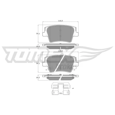 Kuva TOMEX brakes TX 60 25 Jarrupalat Taka akseli akustisella kulumavaroittimella Tarvikkeilla