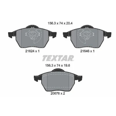 Kuva TEXTAR 2162402 Jarrupalat Ei kulumisenilmaisimelle AUDI: A4 B5 Avant, Sedan, VOLKSWAGEN: Passat Variant, Sedan