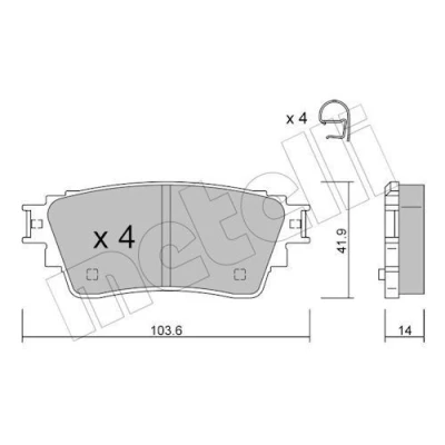 Kuva METELLI 22 1160 0 Jarrupalat Ilman kulumisenilmaisinta MITSUBISHI: Eclipse Cross