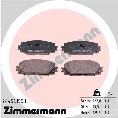 Kuva ZIMMERMANN 24451.155.1 Jarrupalat Valokuva vastaa toimituslaajuutta TOYOTA: Prius Plus, PHV Hatchback