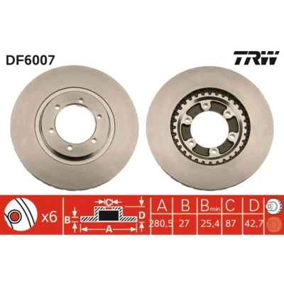 Kuva TRW DF6007 Jarrulevyt 281 27 6 108 Tuuletettu HYUNDAI: Terracan