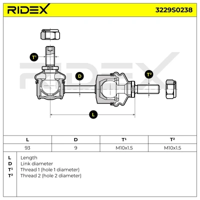 Kuva A.B.S. 260294 Koiranluu 94 MM10X1.5 RHT SMART: Fortwo II Coupe, Roadster Cabriolet, I Cabriolet