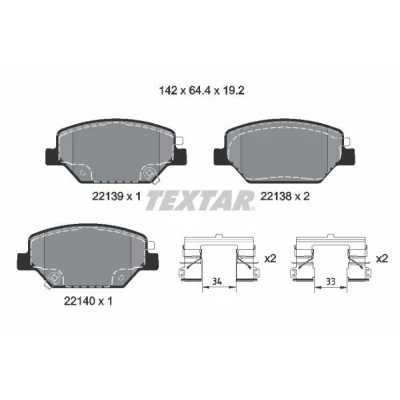 Kuva TEXTAR 2213901 Jarrupalat akustisella kulumavaroittimella Tarvikkeilla OPEL: Insignia B Grand Sport, Sports Tourer