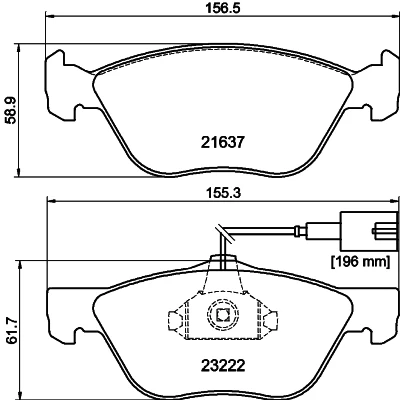 Kuva HELLA 8DB 355 008 611 Jarrupalat kulumisvaroitinkoskettimella ALFA ROMEO: 166