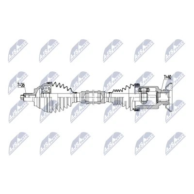 Kuva NTY NPW VW 235 Vetoakseli Etuakseli, oikea 604mm VOLKSWAGEN: Tiguan II, Passat B8 Variant