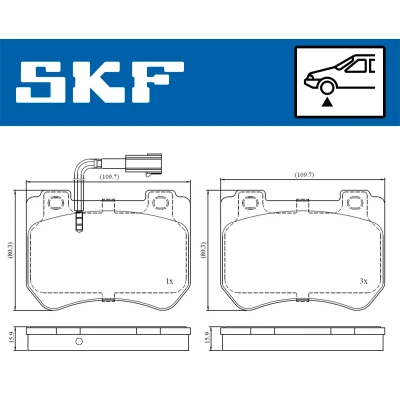 Kuva SKF VKBP 80610 E Jarrupalat Sis. kulumisenilmaisimen