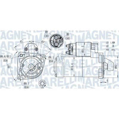 Kuva MAGNETI MARELLI 063721428010 Starttimoottori 12 1,9 10 OPEL: Zafira B, Vectra C Caravan, Astra H SAAB: 9 3 Sedan