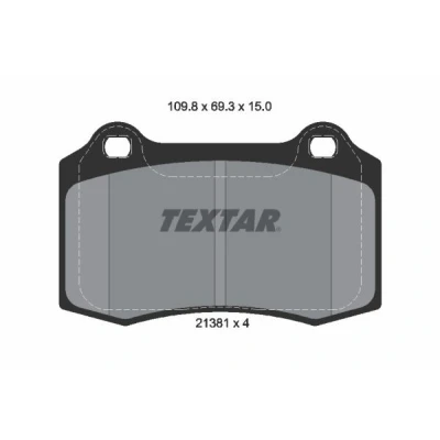 Kuva TEXTAR 2138102 Jarrupalat Ei kulumisenilmaisimelle VOLVO: V70 2, S60 I, JAGUAR: S Type, XK 8 Coupe, XJ Sedan, PEUGEOT: 208 I Hatchback