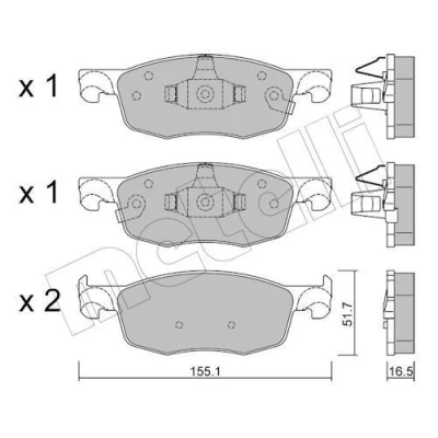 Kuva METELLI 22 1282 0 Jarrupalat akustisella kulumavaroittimella TOYOTA: Yaris IV