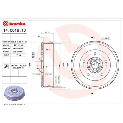 Kuva BREMBO 14.C016.10 Jarrurumpu 260