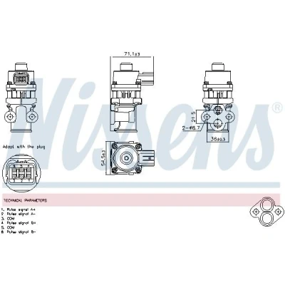 Kuva NISSENS 98368 EGR Venttiili ilman pakokaasukierr. jäähdytintä MAZDA: 3 Hatchback, Sedan