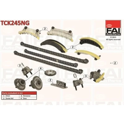 Kuva FAI AutoParts TCK245NG Jakoketjusarja ilman tiivisteitä, Hammaspyörillä Yksinkertainen, Ketju hiljainen OPEL: Vectra C Caravan, Sedan