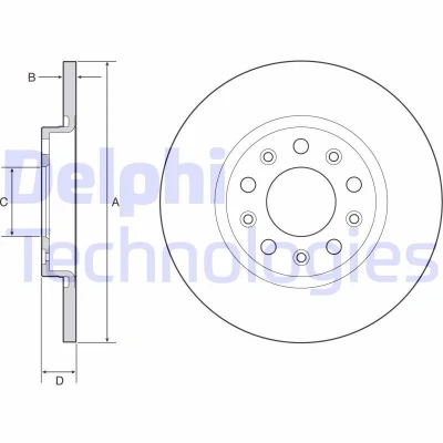 Kuva DELPHI Jarrulevy JEEP: Cherokee V 12mm 5 täysi pinnoitettu käsittelemätön BG4960C 4779885AB,4779885AC,04779885AB,04779885AC,2AMV9885AC,68242659AB
