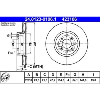 Kuva ATE 24.0123 0106.1 Jarrulevyt 282,0 23,0 4 114,3 Tuuletettu HONDA: PRELUDE 4, CIVIC 6 Aerodeck, Fastback