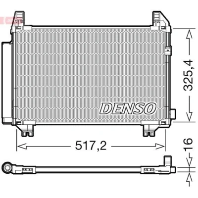 Kuva DENSO DCN50107 Ilmastoinnin Lauhdutin Vedenerottimella 498x325x16 R 134a TOYOTA: Auris Hatchback, Yaris II Hatchback