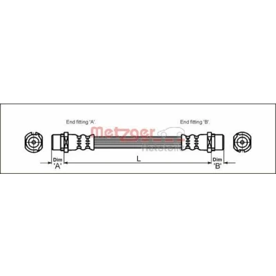 Kuva METZGER 4112824 Jarruletku 197 M10 x 1 OPEL: Corsa C Hatchback