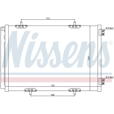 Kuva NISSENS 940055 Ilmastoinnin Lauhdutin Vedenerottimella Alumiini 557 R 134a CITROËN: DS3 Hatchback, C2 C3 I Hatchback