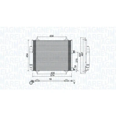 Kuva MAGNETI MARELLI 350203886000 Ilmastoinnin Lauhdutin Vedenerottimella 574x454x16 454 574 16