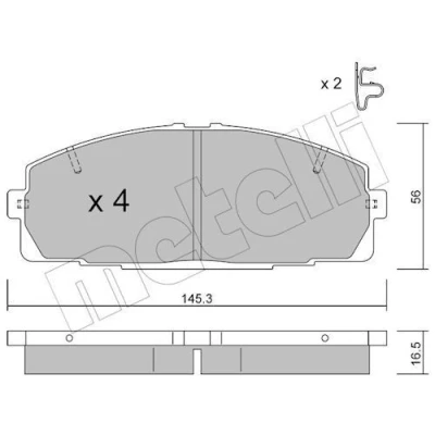 Kuva Jarrupalasarja, levyjarru, Etuakseli TOYOTA DYNA 100 Flak/chassi, HIACE Buss IV, Skåp V OE 04465 25040, 044
