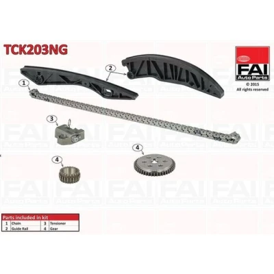 Kuva FAI AutoParts TCK203NG Jakoketjusarja ilman tiivisteitä, Hammaspyörillä Yksinkertainen, Ketju hiljainen KIA: RIO 3, cee‘d I Farmari, Cerato Sedan