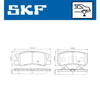 Kuva SKF VKBP 90222 Jarrupalat akustisella kulumavaroittimella