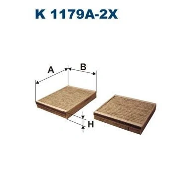 Kuva FILTRON K 1179A 2x Raitisilmasuodatin Aktiivihiilisuodatin 203 156 30 CITROËN: C3 II, III, C4 II Cactus, PEUGEOT: 207 Hatchback, 208 I Hatchback