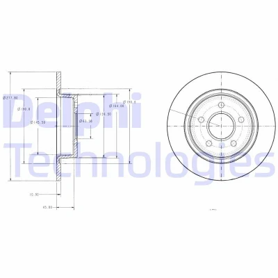 Kuva DELPHI BG3873 Jarrulevyt 278 11 5 täysi rasvattu käsittelemätön ilman pyöränlaakeria, ABS sensorirengasta FORD: Transit Connect Mk1 Van