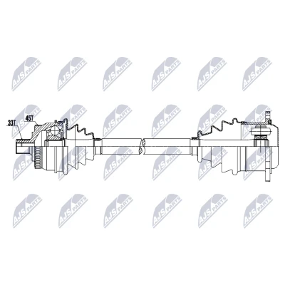 Kuva Vetoakseli, Etuakseli, oikea AUDI, SKODA, VW OE 8D0407272AN