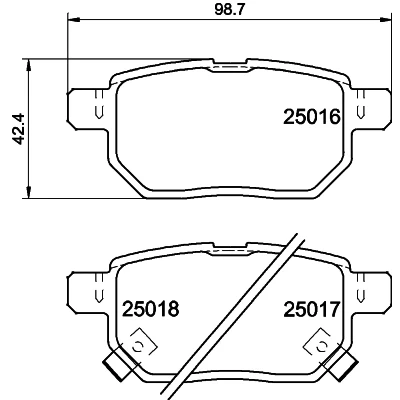 Kuva HELLA 8DB 355 014 991 Jarrupalat akustisella kulumavaroittimella Tarvikkeilla TOYOTA: Corolla X Sedan, Yaris II Hatchback, Auris LEXUS: CT